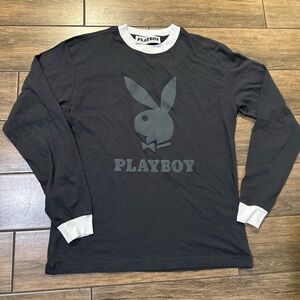 Playboy by Pac Sun T-Shirt Dark Gray Long Sleeve Graphic Men’s Size Small